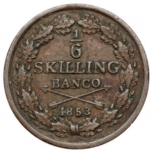 Szwecja, Oskar I, 1/6 Skilling Banco 1853