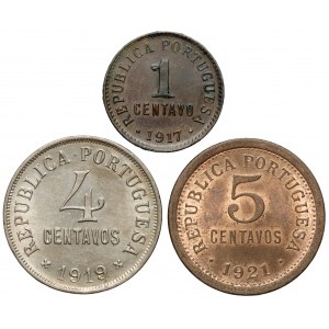 Portugalia, od 1 do 5 centavos 1917-1921, zestaw (3szt)
