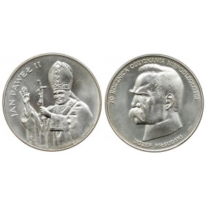 10.000 i 50.000 zł 1987-88 Jan Paweł i Piłsudski - w etui