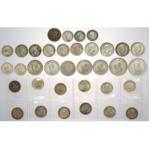 Szwajcaria, duży zestaw monet, głównie SREBRNYCH (35szt)