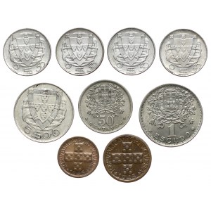 Portugalia, od 10 centavos do 1 escudo 1942-1951, zestaw (9szt)