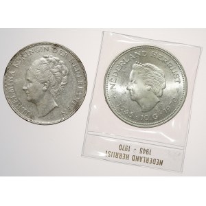 Niderlandy, 2 1/2 oraz 10 guldenów 1939-1970, SREBRO (2szt)