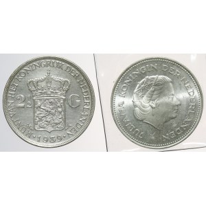 Niderlandy, 2 1/2 oraz 10 guldenów 1939-1970, SREBRO (2szt)