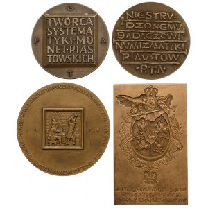 Numizmatycy i numizmatyka - zestaw, plakieta i medale (4szt)