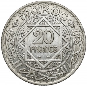 Maroko, Mohammed V, 20 franków AH1347 (1929)