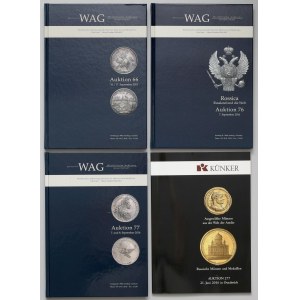 Katalogi: WAG - Aukcja 66 i 76-77 + KUNKER - Aukcja 277 (4szt)
