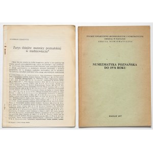 Numizmatyka poznańska do 1976 roku + Zarys dziejów mennicy poznańskiej w średniowieczu [wycinek] (2szt)