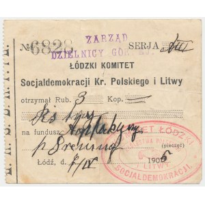 Łódzki Komitet Socjaldemokracji Kr. Polskiego i Litwy, 3 ruble 1906
