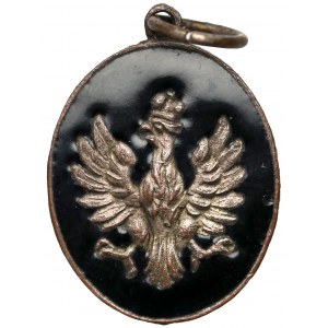 Medalik patriotyczny z orłem na czarnym tle (żałoba narodowa?)