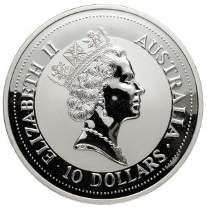 Australia, 10 dolarów 1992, Kookaburra - 10 oz Ag.9999