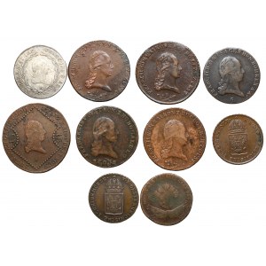 Austro-Węgry, 1-20 krajcarów 1794-1816 (10szt)