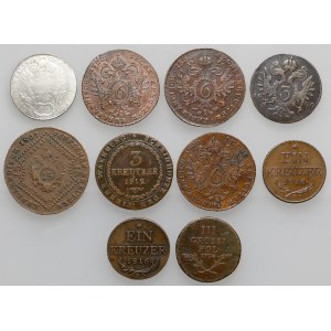 Austro-Węgry, 1-20 krajcarów 1794-1816 (10szt)