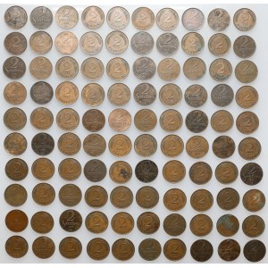 Łotwa, 2 santimi, różne roczniki - duży zestaw (100szt)