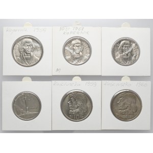 10 złotych 1959-1969 MAŁA kolumna, Kopernik i Kościuszko (6szt)