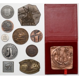PRL, set of medals and miscellaneous plaques (11pcs)