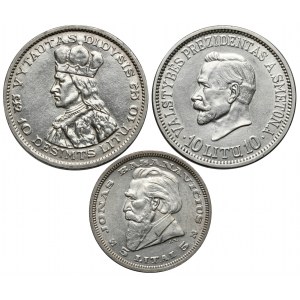 Litwa, 5 i 10 litu 1936-1938 (3szt)