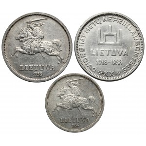 Litwa, 5 i 10 litu 1936-1938 (3szt)