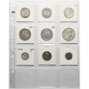 Rosja, RSFSR, ZSRR, Litwa, srebrne monety (9szt)