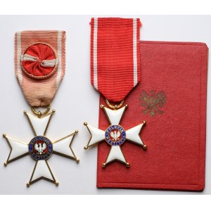 Order Odrodzenia Polski - krzyż kawalerski i oficerski, wraz z legitymacją