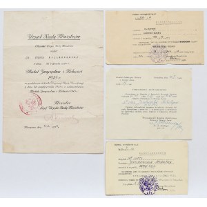 PSZnZ, Set of certificates and cards, authorizing the wearing of medals and badges