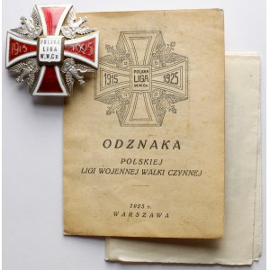 Odznaka, Polska Liga Wojennej Walki Czynnej - RZADKOŚĆ - ilustrowana w Sawickim