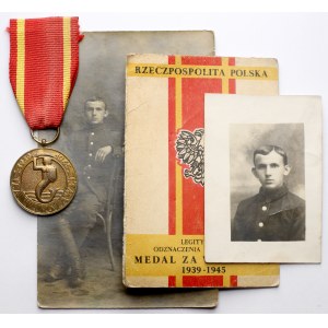 Medal za Warszawę 1939-1945 + legitymacja i zdjęcia