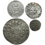 Grosz, półgrosze i denar - XIV-XVI w. (4szt)