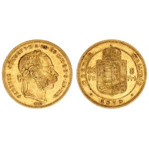 Austria Hungary 8 Forint 20 Francs 1879 KB Franz Joseph I(1848-1916). Averse: Laureate head right. R...