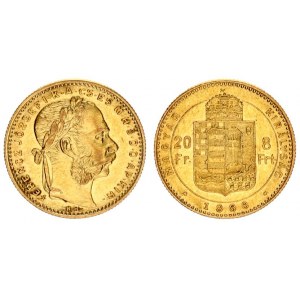 Austria Hungary 8 Forint 20 Francs 1888 KB Franz Joseph I(1848-1916). Averse: Laureate head right. R...