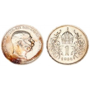 Austria 1 Corona 1914 Franz Joseph I (1848-1916). Averse: Head right. Reverse: Crown above value dat...