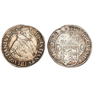 Denmark 1 Mark 1608 (m)  Christian IV (1588-1648). Averse: Crowned 1/2-length figure right date in l...