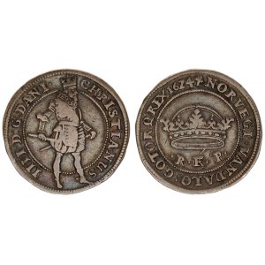 Denmark 1 Krone 1624 (a) Christian IV(1588-1648). Averse: Crowned standing figure of Christian IV nu...