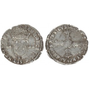 France 1/4 Ecu 1604 N Henry IV. (1589-1610) 1/4 Ecu 1604 N-Montpellier Duplessy. Av.: Lily cross. Rv...