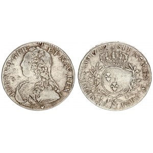 France 1/2 Ecu 1729 & Louis XV (1715-1774). Av: Young bust left Rv: Crowned oval arms of France with...