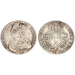 France 1/2 Ecu 1729 Y  Louis XV. (1715-1774). Av: Young bust left Rv: Crowned oval arms of France wi...