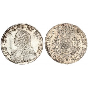 France 1 Ecu 1739 (9) Rare Louis XV (1715-1774)  Mint mark: 9 (Rennes)  Averse: Bust left. Averse Le...
