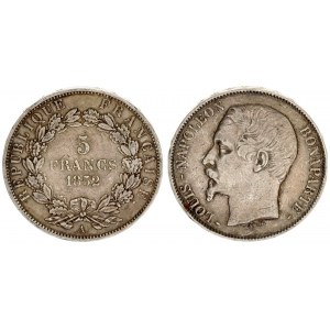 France 5 Francs 1852 A  Napoleon III(1852 - 1870). Averse: Head left. Reverse: Denomination within w...
