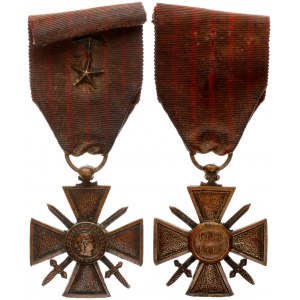 France Medal Badge 1918. Decoration medal France Republic 1914 - 1918 ribbon 2 star. 37mm. 20.2g. Co...