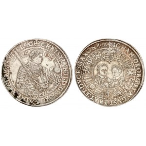 Germany Saxony 1 Thaler 1602 HB Christian II Johann Georg I & August (1591-1611). Averse: Half-lengt...