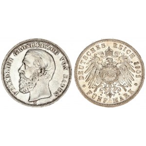 Germany Baden  5 Mark 1901 G Friedrich I(1856-1907). Averse: Head left. Averse Legend: FRIEDRICH GRO...