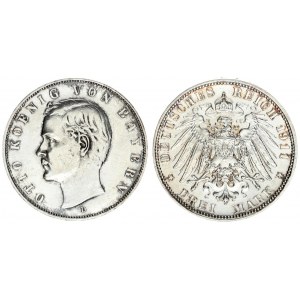 Germany Bavaria 3 Mark 1911 D Otto (1886-1913). Averse: Head left. Reverse: Crowned imperial eagle s...