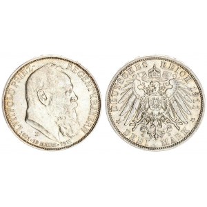 Germany Bavaria 3 Mark 1911 D 90th Birthday of Prince Regent Luitpold. Averse: Head right. Reverse: ...