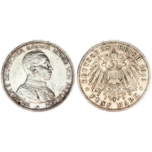Germany Prussia 5 Mark 1913 A Wilhelm II(1888-1918). Averse: Uniformed bust right. Reverse: Crowned ...