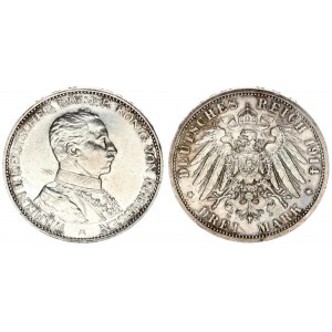 Germany Prussia 3 Mark 1914 A Wilhelm II(1888-1918). Averse: Uniformed bust right. Reverse: Crowned ...
