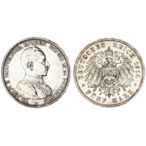 Germany Prussia 5 Mark 1914 A Wilhelm II(1888-1918). Averse: Uniformed bust right. Reverse: Crowned ...