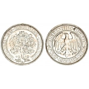 Germany Weimar Republic 5 Reichsmark 1929 A  Averse: Oak tree divides date. Reverse: Eagle within ci...