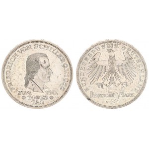 Germany Federal Republic 5 Mark 1955 F 150th Anniversary - Death of Friedrich von Schiller. Averse: ...