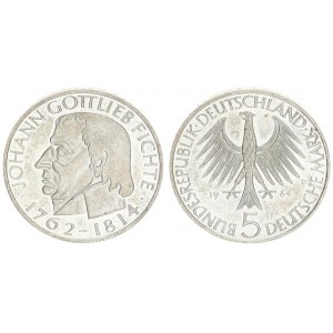 Germany Federal Republic 5 Mark 1964 J 150th Anniversary - Death of Johann Gottlieb Fichte philosoph...
