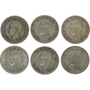 Great Britain 3 Pence 1939 Lot of 6 Coins. George VI (1936-1947) Av: Head left; T.H.Paget Rv: St. Ge...