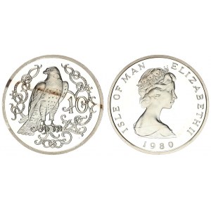 Isle Of Man 10 Pence 1980 Elizabeth II(1952-).Averse: Young bust right. Reverse: Falcon within desig...